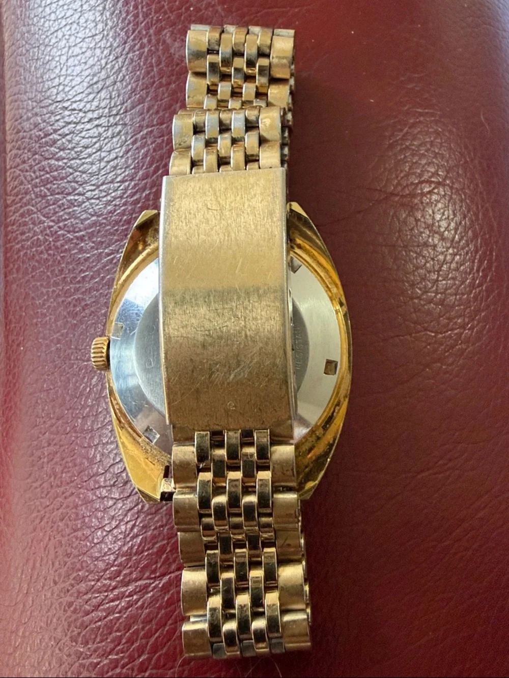 Bulova ETA Auto Gold-Tone Men's Day-Date 20 Year Greyhound Safe Driver.